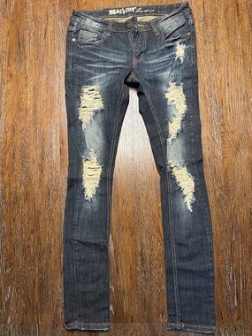 Machine Distressed Jeans